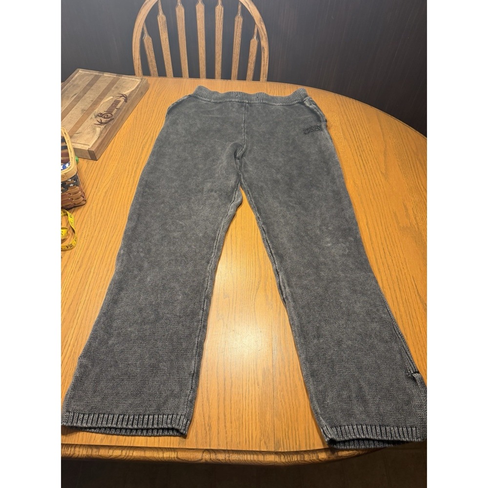 womens large cernucci gray acid-wash knitted sweatpants 29 In Inseam